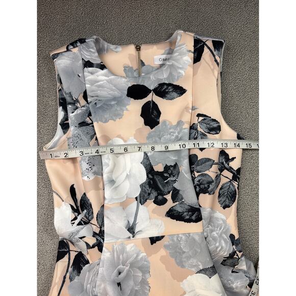 Calvin Klein Dress Sleeveless Fit to Flare Floral Wedding Guest Pink Size 2 - Picture 7 of 10